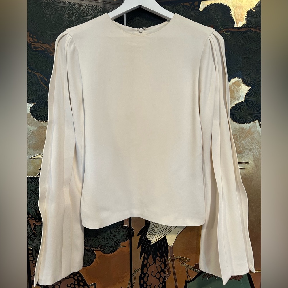 Brandon Maxwell bell sleeve ivory blouse